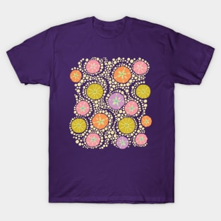 IN THE SURF Coastal Ocean Sea Urchins Sand Dollars in Pink Purple Orange Mustard Yellow Cream - UnBlink Studio by Jackie Tahara T-Shirt